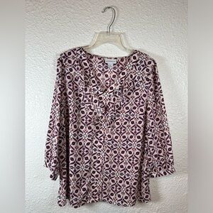 Liz Claiborne Women’s Multicolor Floral Print Ruffle Blouse Shirt Top S